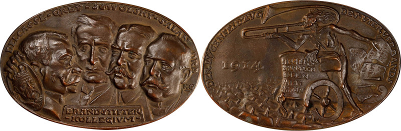 GERMANY. Empire. Campaign of Lies Oval Cast Bronze Medal, 1914. UNCIRCULATED.
...