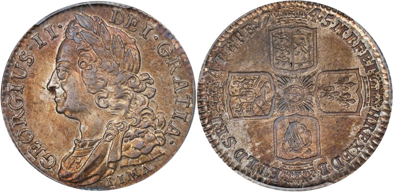 GREAT BRITAIN. Shilling, 1745-LIMA. London Mint. George II. PCGS AU-58.

S-370...