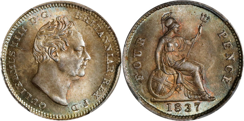 GREAT BRITAIN. 4 Pence, 1837. London Mint. William IV. PCGS MS-66.

S-3837; KM...