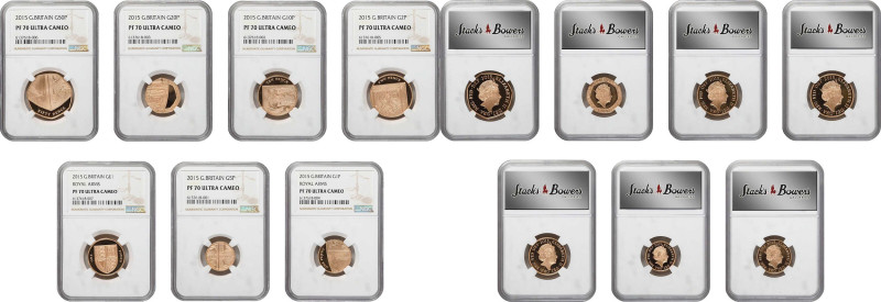 GREAT BRITAIN. "Shield of Arms" Gold Proof Set (7 Pieces), 2015. Llantrisant Min...