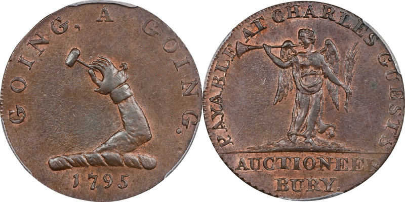 GREAT BRITAIN. Trade Tokens. Suffolk. Bury. Guest's Copper 1/2 Penny Token, 1795...