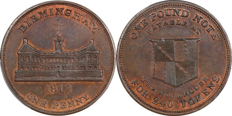 GREAT BRITAIN. Trade Tokens. Birmingham. Copper Penny Token, 1812. PCGS MS-63 Br...