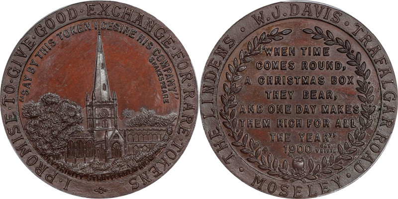 GREAT BRITAIN. Trade Tokens. Birmingham. Davis's Copper Advertising Token, 1900....