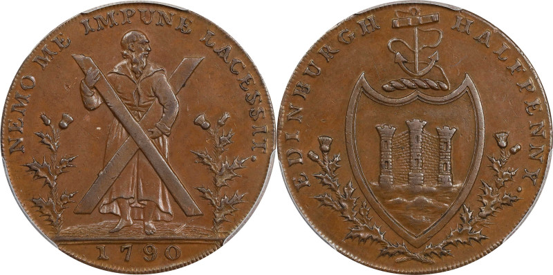 GREAT BRITAIN. Trade Tokens. Scotland. Lothian. Hutchison's Copper 1/2 Penny Tok...