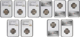 INDIA. Sikh Empire. Quintet of Rupees (5 Pieces), VS 1877 (1820). Amritsar Mint. Ranjit Singh. All NGC AU-58.

KM-20.1.

Estimate: $200.00- $0.00