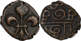 INDIA. French India. Pondicherry. Doudou, ND (1715-74). Louis XV. PCGS EF-40.

KM-35; Lec-20. An engaging little bronze colonial type featuring the ...