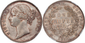 INDIA. British East India Company. Rupee, 1840-(B&C). Bombay or Calcutta Mint. Victoria. NGC MS-63.

KM-458.1; S&W-3.33; Prid-56. A Choice, light gr...