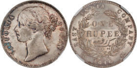 INDIA. British East India Company. Rupee, 1840-(B&C). Bombay or Calcutta Mint. Victoria. NGC MS-63.

KM-458.1; S&W-3.33; Prid-56. A charming argent-...