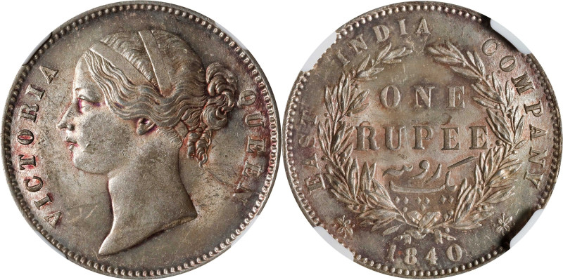 INDIA. British East India Company. Rupee, 1840-(B&C). Bombay or Calcutta Mint. V...