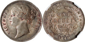INDIA. British East India Company. Rupee, 1840-(B&C). Bombay or Calcutta Mint. Victoria. NGC MS-63.

KM-458.1; S&W-3.33; Prid-56. An alluring Mint S...