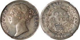 INDIA. British East India Company. Rupee, 1840-(B&C). Bombay or Calcutta Mint. Victoria. NGC MS-63.

KM-458.1; S&W-3.33; Prid-56. Enticing and allur...