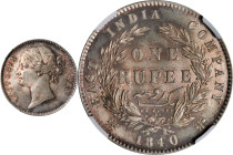 INDIA. British East India Company. Rupee, 1840-(B&C). Bombay or Calcutta Mint. Victoria. NGC MS-63.

KM-458.1; S&W-3.33; Prid-56. Entirely pleasing ...