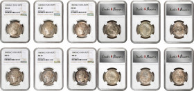 INDIA. British East India Company. Sextet of Rupees (6 Pieces), 1840-(B&C). Bombay or Calcutta Mint. Victoria. All NGC MS-62.

All KM-458.1; S&W-3.3...