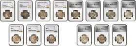 INDIA. British East India Company. Septet of Rupees (7 Pieces), 1840-(B&C). Bombay or Calcutta Mint. Victoria. All NGC MS-61.

All KM-458.1; S&W-3.3...
