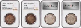 INDIA. British East India Company. Duo of Rupees (2 Pieces), 1840.-(C). Calcutta Mint. Victoria. Both NGC Certified.

1) AU-55. KM-457.1; S&W-2.10; ...