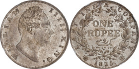 INDIA. British East India Company. Rupee, 1835.-(C). Calcutta Mint. William IV. NGC MS-62.

KM-450.2; S&W-1.42; Prid-37. This appealing example of t...