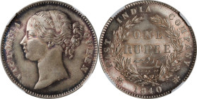 INDIA. British East India Company. Rupee, 1840-(B&C). Bombay or Calcutta Mint. Victoria. NGC MS-64.

KM-457.1; S&W-3.33; Prid-57. This pleasing near...