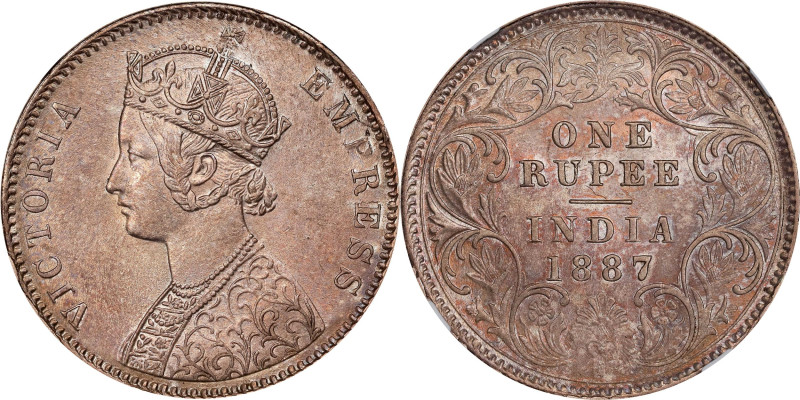 INDIA. Rupee, 1887-C. Calcutta Mint. Victoria. NGC MS-62.

KM-492; S&W-6.95; P...