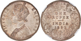 INDIA. Rupee, 1892-B. Bombay Mint. Victoria. NGC MS-64.

KM-492; S&W-6.128; Prid-181. Incuse "B" mintmark. A handsome and wholesome near-Gem, this e...
