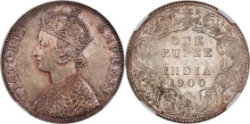 INDIA. Rupee, 1900-B. Bombay Mint. Victoria. NGC MS-64.

KM-492; S&W-6.155; Prid-186. This appealing Rupee delivers a sharp luster and strong detail...