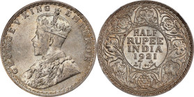 INDIA. 1/2 Rupee, 1921-(C). Calcutta Mint. George V. NGC MS-64+.

KM-522; S&W-8.90; Prid-324. Delivering an intensity of visual appeal, this near-Ge...