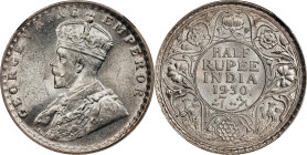 INDIA. 1/2 Rupee, 1930-(C). Calcutta Mint. George V. NGC MS-64.

KM-518; S&W-8.170; Prid-450. This wholesome near-Gem glows with a rich luster and m...