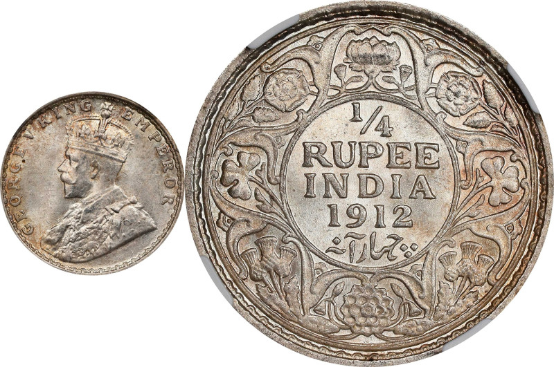 INDIA. 1/4 Rupee, 1912-(B). Bombay Mint. George V. NGC MS-64.

KM-524; S&W-8.1...