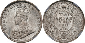 INDIA. 2 Annas, 1911-(C). Calcutta Mint. George V. NGC MS-65.

KM-514; S&W-8.194; Prid-564. A Gem example of the popular "Pig" type, this piece is o...