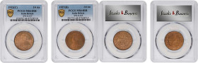 INDIA. Duo of 1/4 Annas (2 Pieces), 1912 & 1927. George V. Both PCGS MS-64 Red Brown Certified.

1) 1912-(C). Calcutta Mint. S&W-8.337. 2) 1927-(B)....