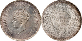 INDIA. Rupee, 1938-(B). Bombay Mint. George VI. NGC MS-64.

KM-555; S&W-9.9; Prid-233. Beaming with cartwheel luster, this near-Gem example offers l...