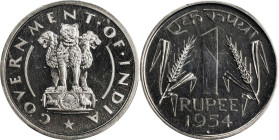 INDIA. Rupee, 1954-(B). Bombay Mint. PCGS PROOF-64.

KM-7.2. A beautiful near-Gem proof representative, this wholesome Rupee delivers good appeal, w...