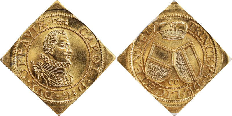 LIECHTENSTEIN. Gold Klippe 3 Ducats Restrike, Dated 1619 (ca. 1970). Motek Horow...