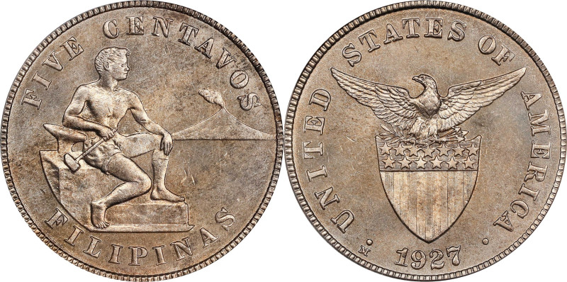 PHILIPPINES. 5 Centavos, 1927-M. Manila Mint. PCGS MS-65.

KM-164; Allen-4.14....