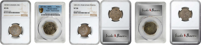 MIXED LOTS. Trio of Silver Issues (3 Pieces), 1859-91. All NGC or PCGS Certified...