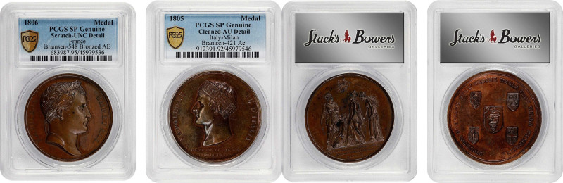 MIXED LOTS. Duo of Bronze Napoleonic Medals (2 Pieces), 1805-06. Both PCGS Certi...