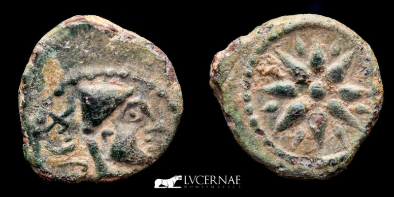 Ancient Hispania - Bronze Sextans (1,90 g, 13 mm) struck in Malacca (Malaga) 200...