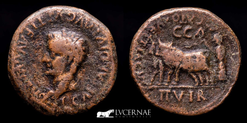 Roman Hispania - Caesaraugusta (Zaragoza). Tiberius (14-36 A.D.) Bronze as (15,1...
