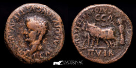 Roman Hispania, Tiberius bronze As 15,13 g. 29 mm. Caesaraugusta 14-36 gVF