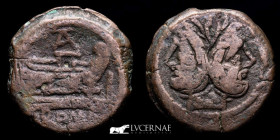 Uncertain Janus bronze As Janus bronze As (30,95 g. 32 mm. Rome series, minted around 169 - 158 B.C. gVF