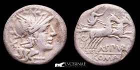 A. Spurius Silver Denarius 3.41 g., 17 mm. Rome 139 B.C. very fine