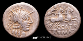 C. Porcius Cato Silver Denarius 3,49 g., 18 mm. Rome 123 B.C. GVF