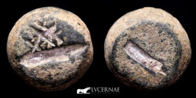 Byzantine Bronze Spherical weight 12.90 g., 14 mm. VIII-X c. A.D. gVF