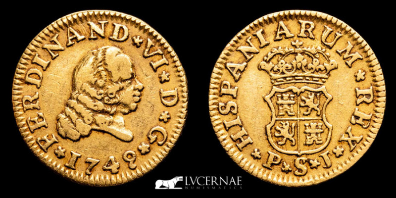 Spain - Fernando VI (1746-1759). Gold 1/2 escudo - 1749 PJ, Sevilla

1,78 g. 15 ...