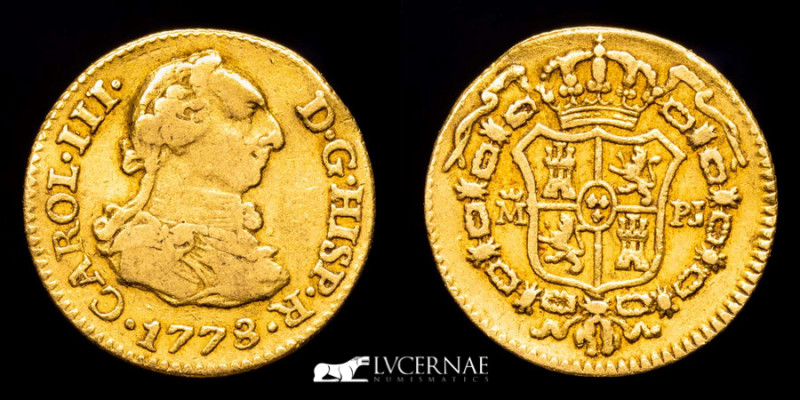 Spain - Carlos III (1759-1788)

Gold 1/2 escudo 1778, Madrid PJ.

1,80 g. 15 mm....