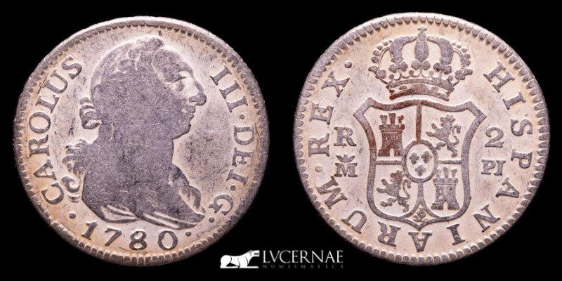 Spain - Carlos III (1759-1788)

Silver 2 reales, Madrid, 1780. PJ.

5.61 g. 26. ...