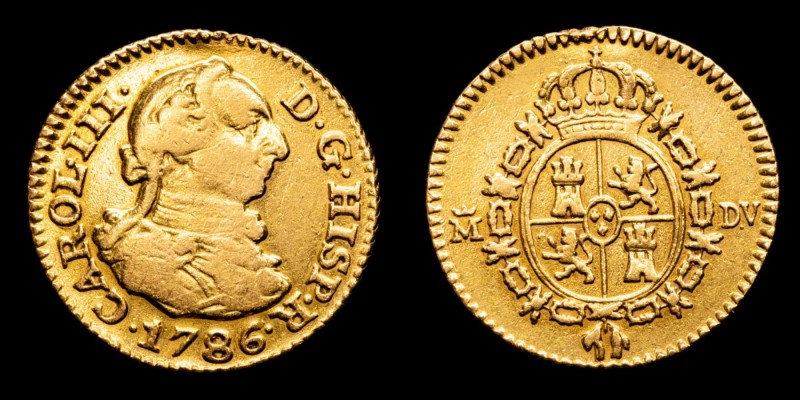 Spain - Carlos III (1759-1788)

Gold 1/2 escudo, Madrid, 1786. DV.

1,69 g  ...