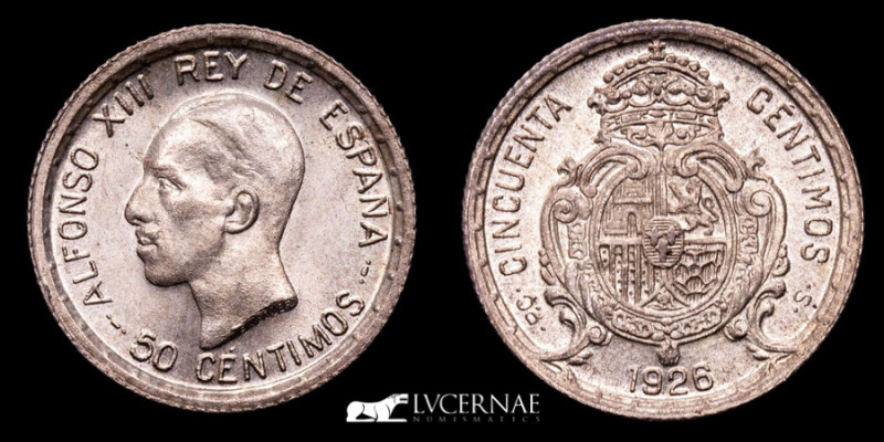 Spain - Alfonso XII (1886-1931)

Silver 50 centimos. 1926

KM# 741. (2.5 g. 18 m...