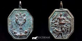 Religious Bronze Medal 28.00 g 32 x 39 mm. XVI-XVII c. gVF