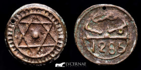 Morocco bronze 4 Fals 9.43 g. 30 mm. Morocco 1285 H (1869) Good fine (MBC)