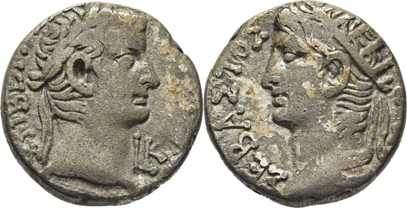 ROMA IMPERIO. Tiberio y Augusto. Año 12 del reinado. Tetradracma. Alejandría de ...